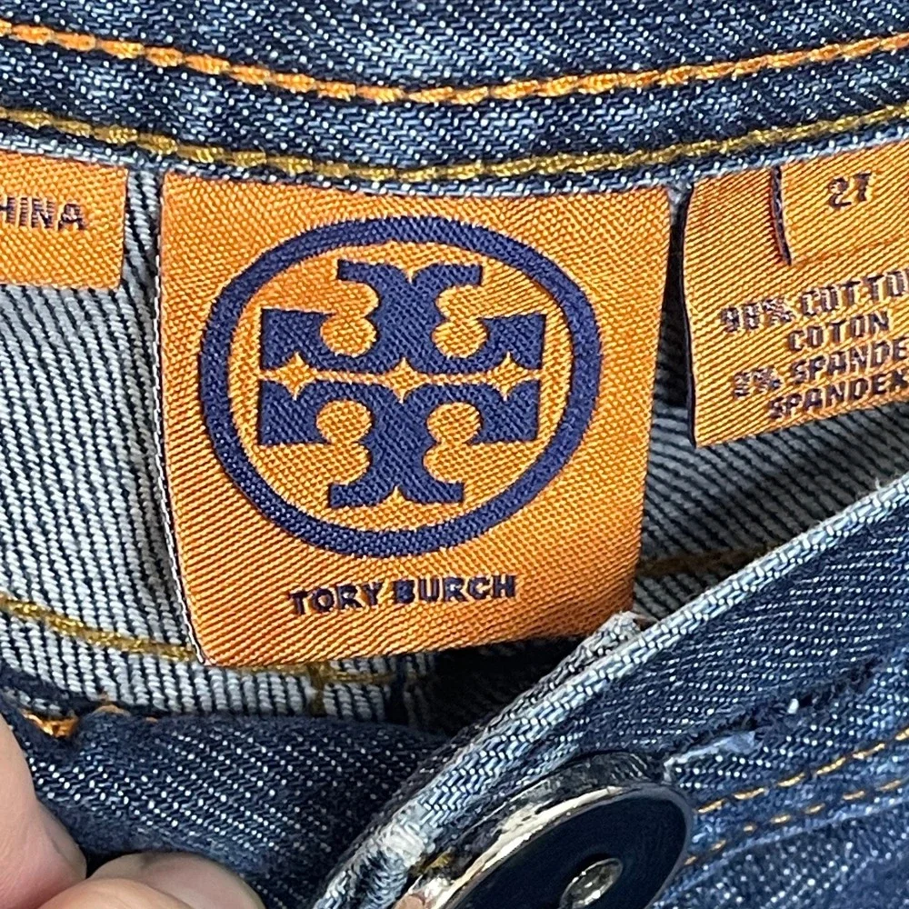 Tory Burch Women Bootcut Jeans Blue Wash Button Fly‎ Size 27
